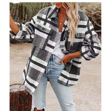 Load image into Gallery viewer, Autumn Long-sleeved Loose Plaid Shirt Tweed Jacket