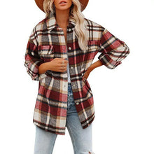 Load image into Gallery viewer, Autumn Long-sleeved Loose Plaid Shirt Tweed Jacket
