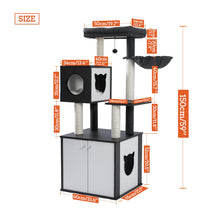 Load image into Gallery viewer, Wood Luxury Cat Tree Condo Kitten Nest Climbing Tower with Scratching Post - yourhealthandfitnessshop