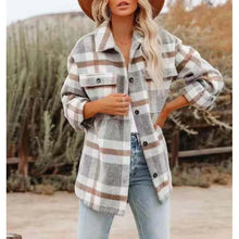 Load image into Gallery viewer, Autumn Long-sleeved Loose Plaid Shirt Tweed Jacket
