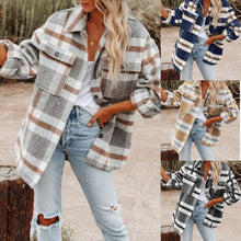 Load image into Gallery viewer, Autumn Long-sleeved Loose Plaid Shirt Tweed Jacket
