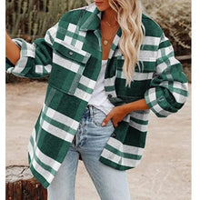Load image into Gallery viewer, Autumn Long-sleeved Loose Plaid Shirt Tweed Jacket

