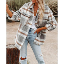 Load image into Gallery viewer, Autumn Long-sleeved Loose Plaid Shirt Tweed Jacket
