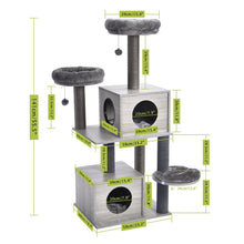 Load image into Gallery viewer, Wood Luxury Cat Tree Condo Kitten Nest Climbing Tower with Scratching Post - yourhealthandfitnessshop
