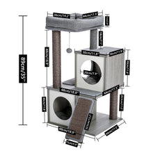 Load image into Gallery viewer, Wood Luxury Cat Tree Condo Kitten Nest Climbing Tower with Scratching Post - yourhealthandfitnessshop
