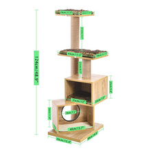 Load image into Gallery viewer, Wood Luxury Cat Tree Condo Kitten Nest Climbing Tower with Scratching Post - yourhealthandfitnessshop
