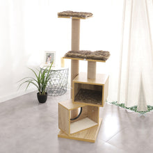 Load image into Gallery viewer, Wood Luxury Cat Tree Condo Kitten Nest Climbing Tower with Scratching Post - yourhealthandfitnessshop
