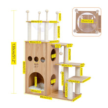 Load image into Gallery viewer, Wood Luxury Cat Tree Condo Kitten Nest Climbing Tower with Scratching Post - yourhealthandfitnessshop
